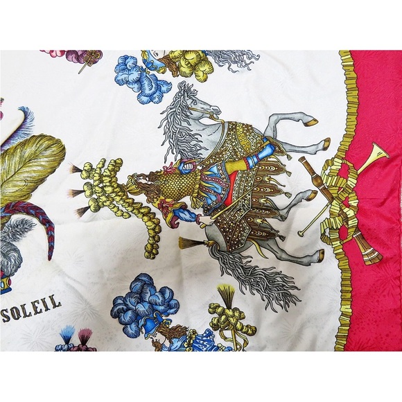 Hermes Red and Gold Scarf - Picture 8 of 14